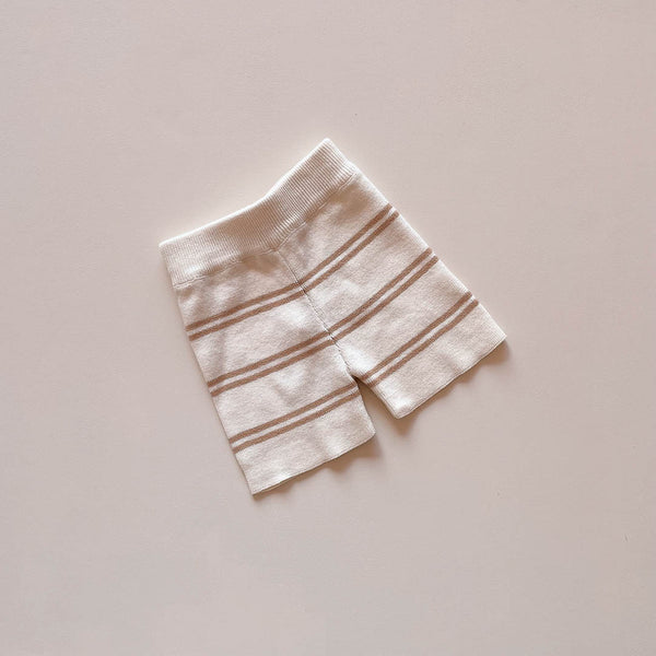 Unisex Cotton Knit Short l Vanilla Stripe