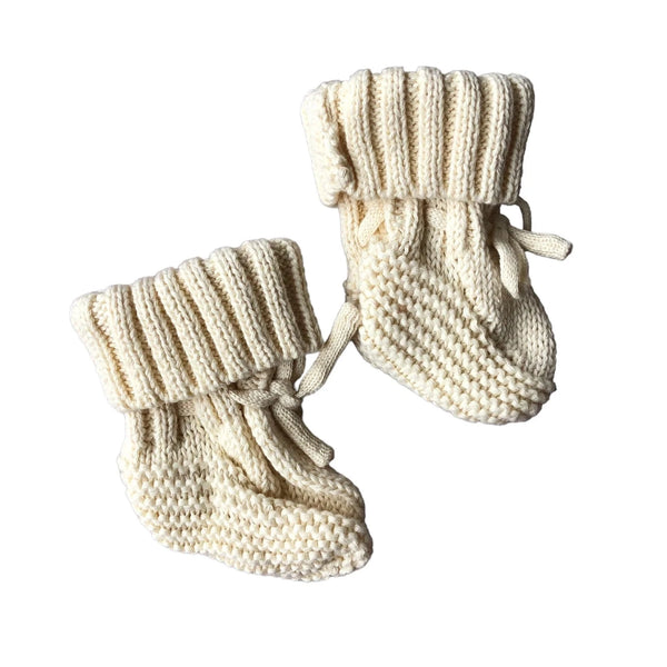 Knitted Baby Booties |  Natural