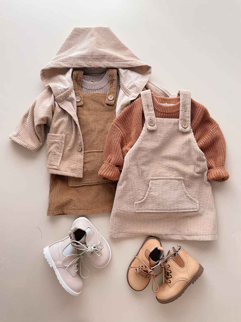 Peggy Cord Pinny | Milk Latte