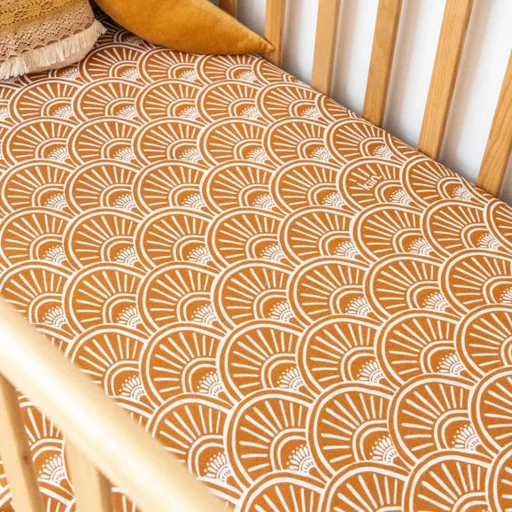 Organic Cot Fitted Sheet l BANKSIA Caramel